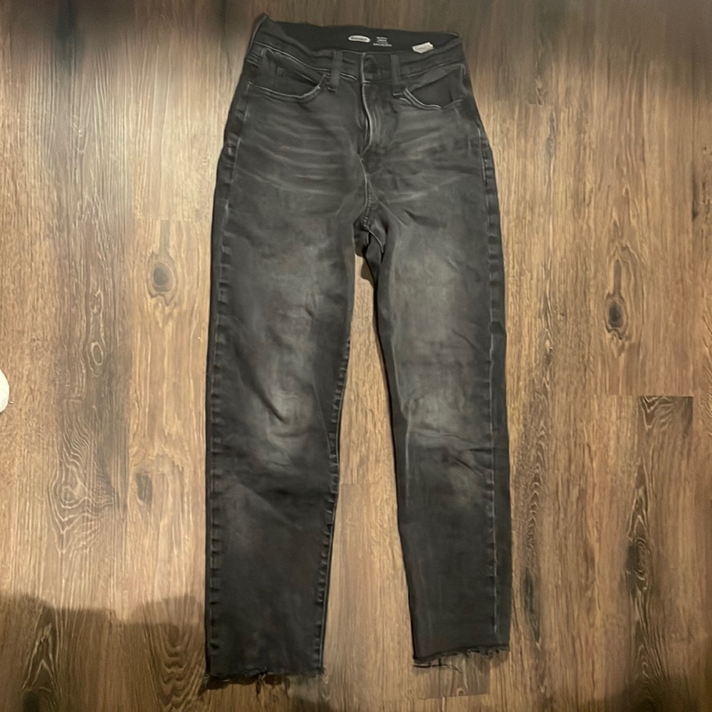 Old Navy High Rise Straight Black Jeans, Size 0